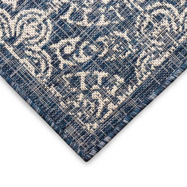 Trans-Ocean Liora Manne Carmel Antique Tile Casual Indoor/Outdoor Power Loomed 87% Polypropylene/13% Polyester Rug Navy 7'10" x 9'10"