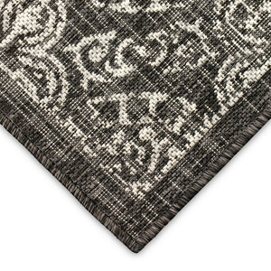Trans-Ocean Liora Manne Carmel Antique Tile Casual Indoor/Outdoor Power Loomed 87% Polypropylene/13% Polyester Rug Black 7'10" x 9'10"