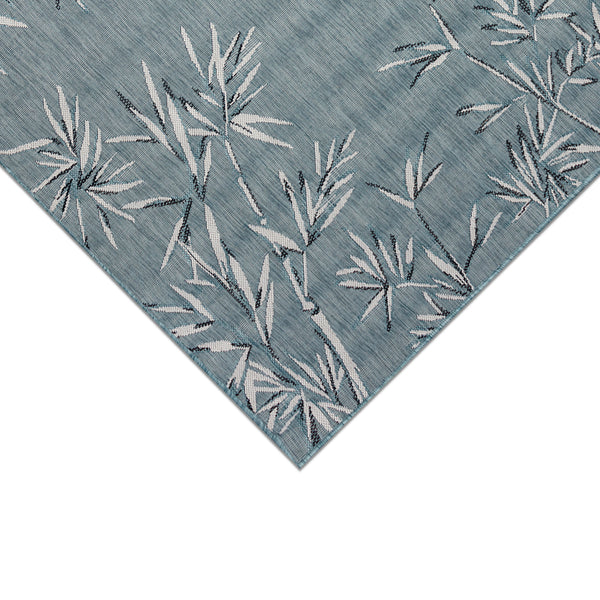 Trans-Ocean Liora Manne Carmel Bamboo Border Casual Indoor/Outdoor Power Loomed 87% Polypropylene/13% Polyester Rug Aqua 7'10" x 9'10"