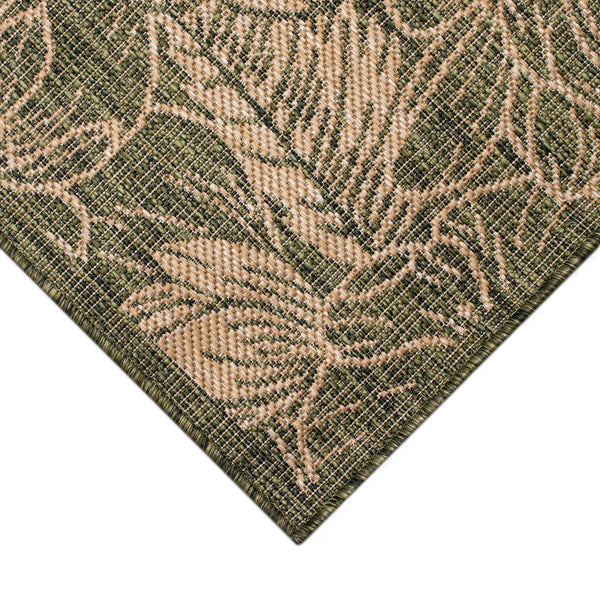 Trans-Ocean Liora Manne Carmel Botanical Casual Indoor/Outdoor Power Loomed 87% Polypropylene/13% Polyester Rug Green 7'10" x 9'10"