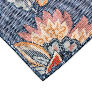 Trans-Ocean Liora Manne Canyon Ornamental Flower Casual Indoor/Outdoor Power Loomed 87% Polypropylene/13% Polyester Rug Navy 7'8" x 9'10"