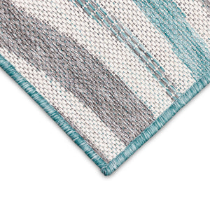 Trans-Ocean Liora Manne Malibu Waves Casual Indoor/Outdoor Power Loomed 88% Polypropylene/12% Polyester Rug Aqua 7'10" x 9'10"