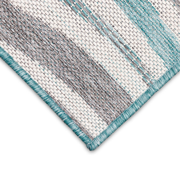Trans-Ocean Liora Manne Malibu Waves Casual Indoor/Outdoor Power Loomed 88% Polypropylene/12% Polyester Rug Aqua 7'10" x 9'10"