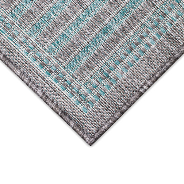 Trans-Ocean Liora Manne Malibu Simple Border Casual Indoor/Outdoor Power Loomed 88% Polypropylene/12% Polyester Rug Aqua 7'10" x 9'10"