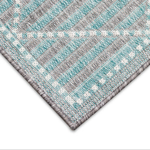 Trans-Ocean Liora Manne Malibu Checker Diamond Casual Indoor/Outdoor Power Loomed 88% Polypropylene/12% Polyester Rug Aqua 7'10" x 9'10"