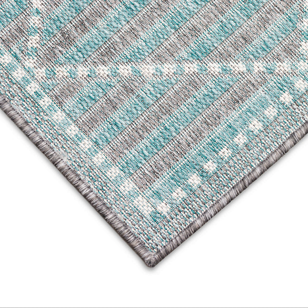 Trans-Ocean Liora Manne Malibu Checker Diamond Casual Indoor/Outdoor Power Loomed 88% Polypropylene/12% Polyester Rug Aqua 7'10" x 9'10"