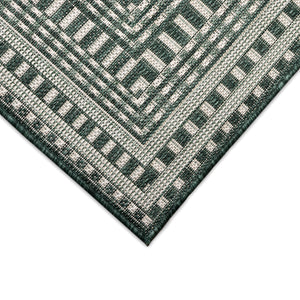Trans-Ocean Liora Manne Malibu Etched Border Casual Indoor/Outdoor Power Loomed 88% Polypropylene/12% Polyester Rug Green 7'10" x 9'10"