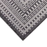 Trans-Ocean Liora Manne Malibu Etched Border Casual Indoor/Outdoor Power Loomed 88% Polypropylene/12% Polyester Rug Charcoal 7'10" x 9'10"