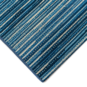 Trans-Ocean Liora Manne Marina Stripes Casual Indoor/Outdoor Power Loomed 75% Polypropylene/25% Polyester Rug China Blue 7'10" x 9'10"