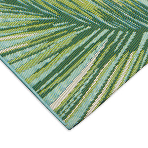 Trans-Ocean Liora Manne Marina Palm Border Casual Indoor/Outdoor Power Loomed 75% Polypropylene/25% Polyester Rug Aqua 8'10" x 11'9"