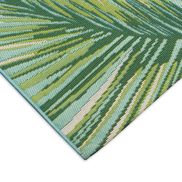 Trans-Ocean Liora Manne Marina Palm Border Casual Indoor/Outdoor Power Loomed 75% Polypropylene/25% Polyester Rug Aqua 8'10" x 11'9"