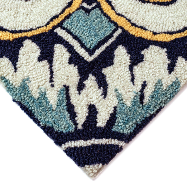 Trans-Ocean Liora Manne Ravella Floral Tile Casual Indoor/Outdoor Hand Tufted 70% Polypropylene/30%Acrylic Rug Navy 8'3" x 11'6"