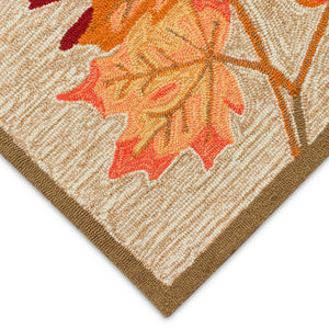 Trans-Ocean Liora Manne Ravella Falling Leaves Border Casual Indoor/Outdoor Hand Tufted 70% Polypropylene/30%Acrylic Rug Natural 8'3" x 11'6"