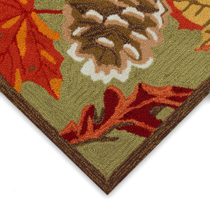 Trans-Ocean Liora Manne Ravella Falling Leaves Casual Indoor/Outdoor Hand Tufted 70% Polypropylene/30%Acrylic Rug Moss 8'3" x 11'6"
