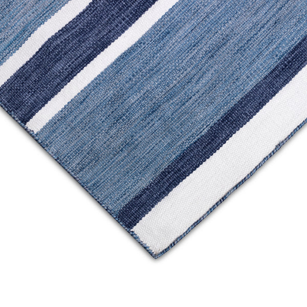 Trans-Ocean Liora Manne Sorrento Boat Stripe Classic Indoor/Outdoor Hand Woven 100% Polyester Rug Navy 8'3" x 11'6"