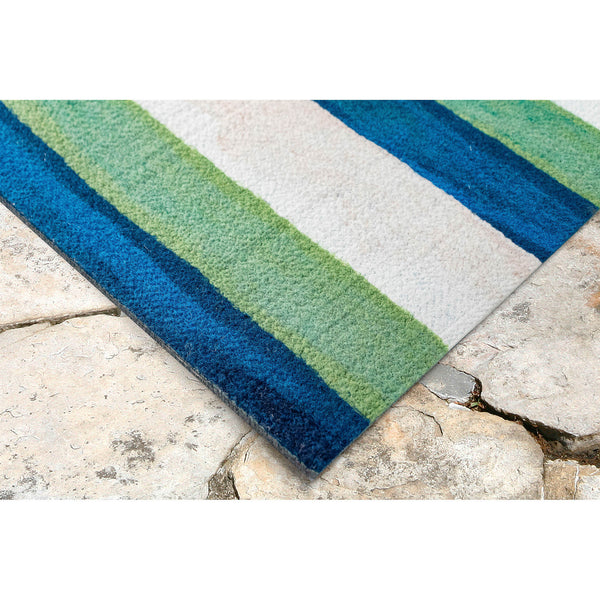 Trans-Ocean Liora Manne Visions II Painted Stripes Contemporary Indoor/Outdoor Handmade 100% Polyester Rug Cool 8' x 10'