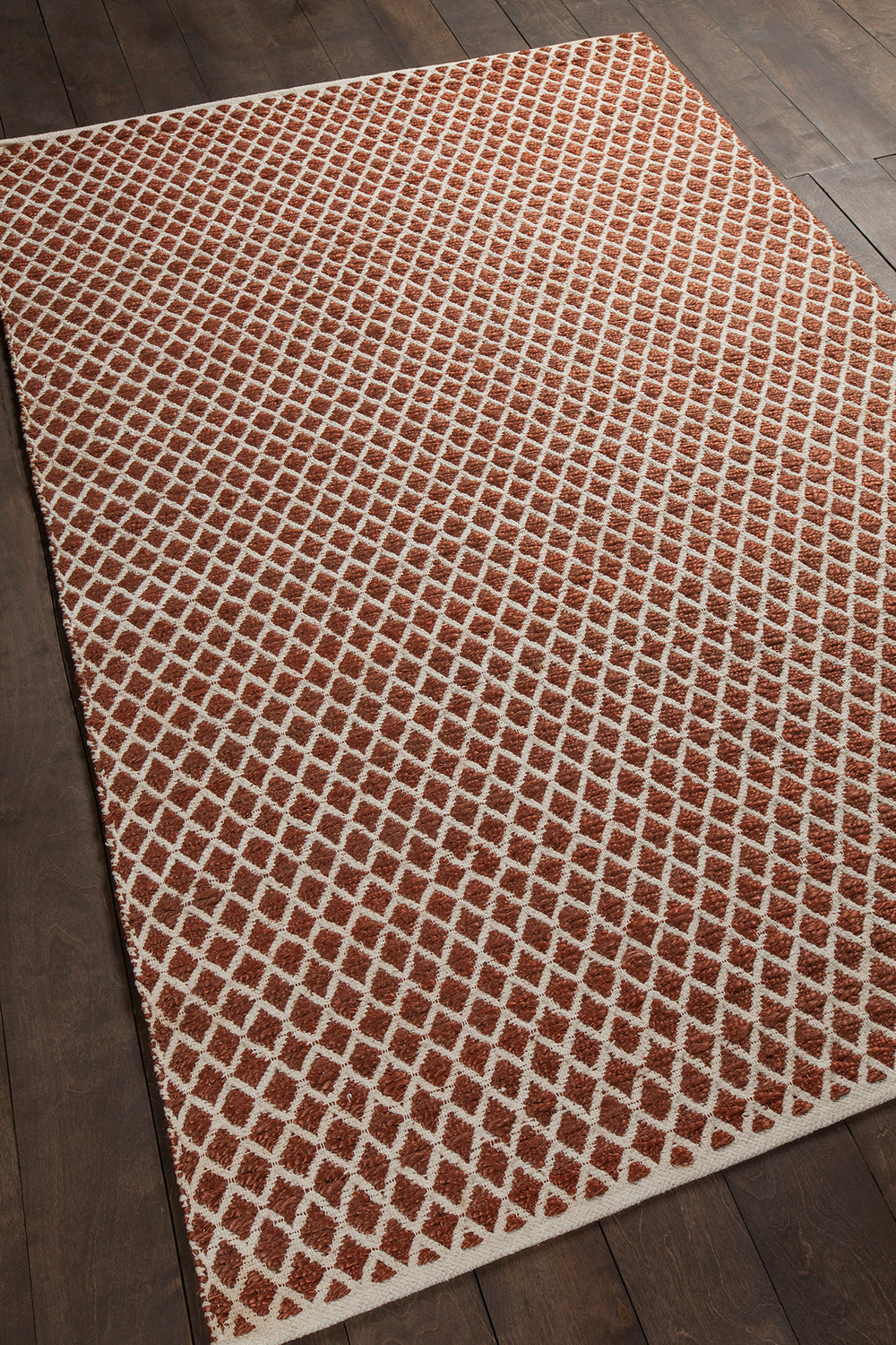 Chandra Rugs Costa 60% Jute + 40% Cotton Hand-Woven Contemporary Rug Rust/White 7'9 x 10'6