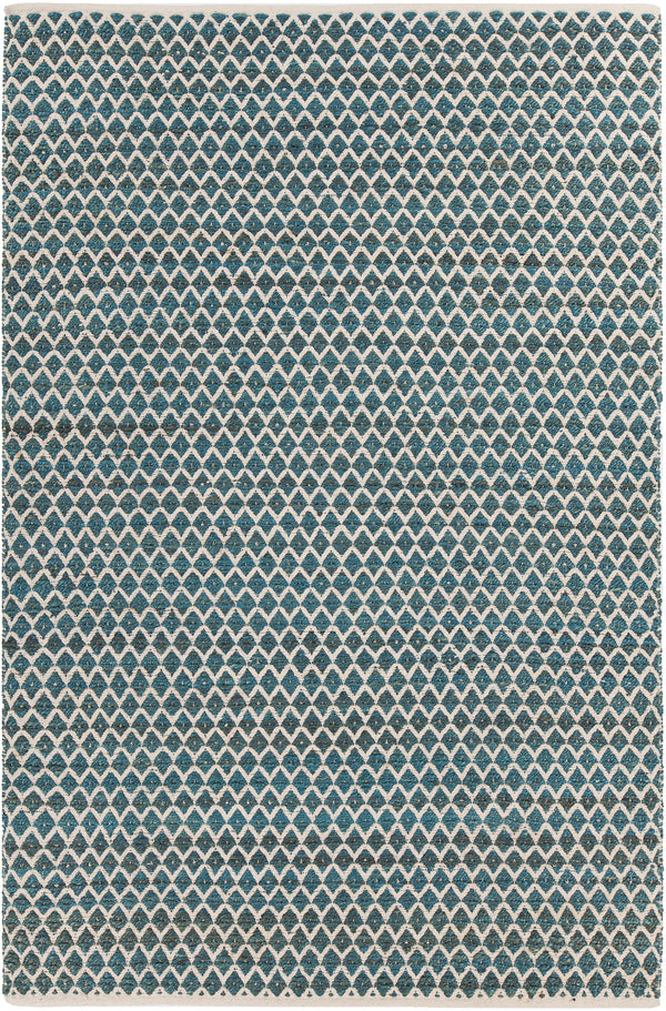 Chandra Rugs Costa 60% Jute + 40% Cotton Hand-Woven Contemporary Rug Blue/White 7'9 x 10'6