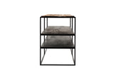 Rustika TV Stand Open Shelving 112cm in Mindi, Plywood, Recycled Boat Wood & Iron with Rustic Boat Wood & Nordic Black Finish