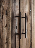 Rustika Cabinet 2 Doors in Mindi, Plywood, Recycled Boat Wood & Iron with Rustic Boat Wood & Nordic Black Finish