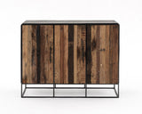 Rustika Sideboard 3 Doors in Mindi, Plywood, Recycled Boat Wood & Iron with Rustic Boat Wood & Nordic Black Finish