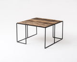 Rustika Nesting Coffee Table Set 80cm in Mindi, Plywood, Recycled Boat Wood & Iron with Rustic Boat Wood & Nordic Black Finish