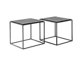 Rustika Nesting Coffee Table Set 80cm in Mindi, Plywood, Recycled Boat Wood & Iron with Rustic Boat Wood & Nordic Black Finish