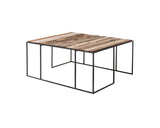 Rustika Nesting Coffee Table Set 100cm in Mindi, Plywood, Recycled Boat Wood & Iron with Rustic Boat Wood & Nordic Black Finish