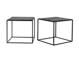 Rustika Nesting Coffee Table Set 100cm in Mindi, Plywood, Recycled Boat Wood & Iron with Rustic Boat Wood & Nordic Black Finish