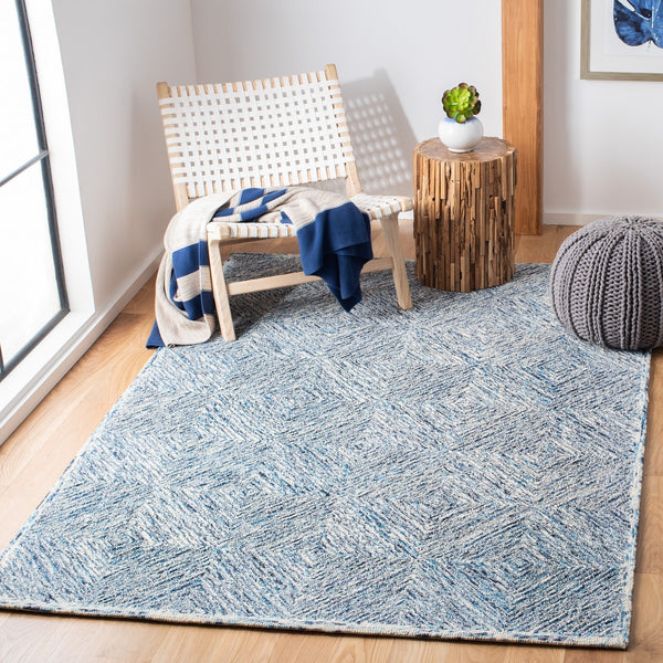 Capri 207  Hand Tufted 100% Wool Pile Rug Ivory / Blue