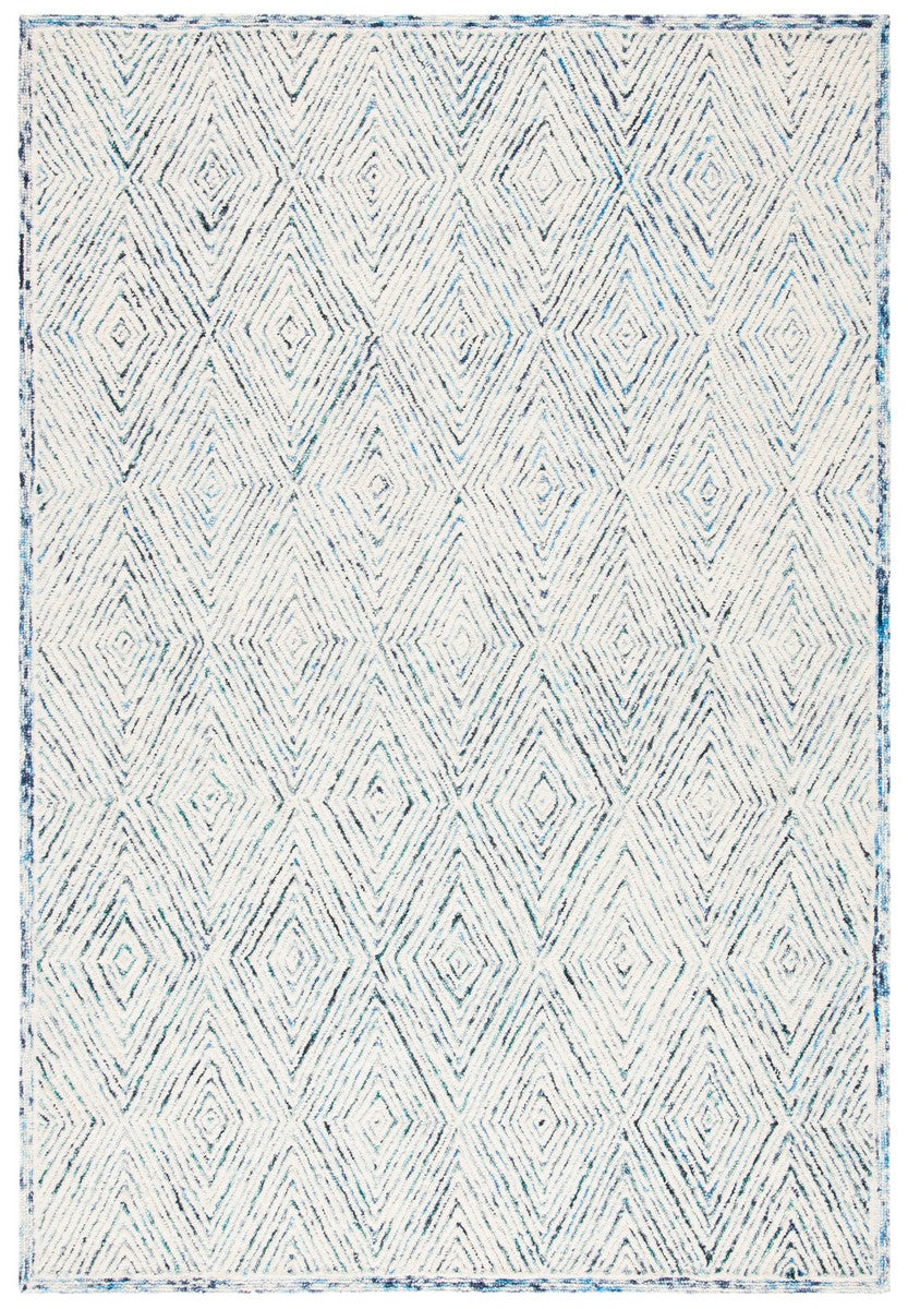 Capri 213  Hand Tufted 100% Wool Pile Rug Blue / Ivory