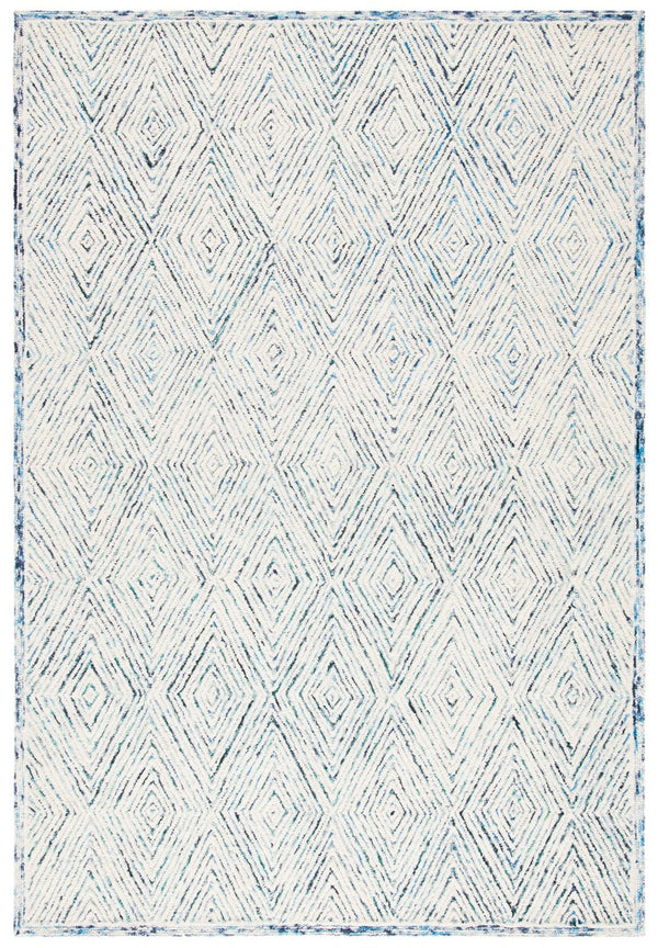 Capri 213  Hand Tufted 100% Wool Pile Rug Blue / Ivory