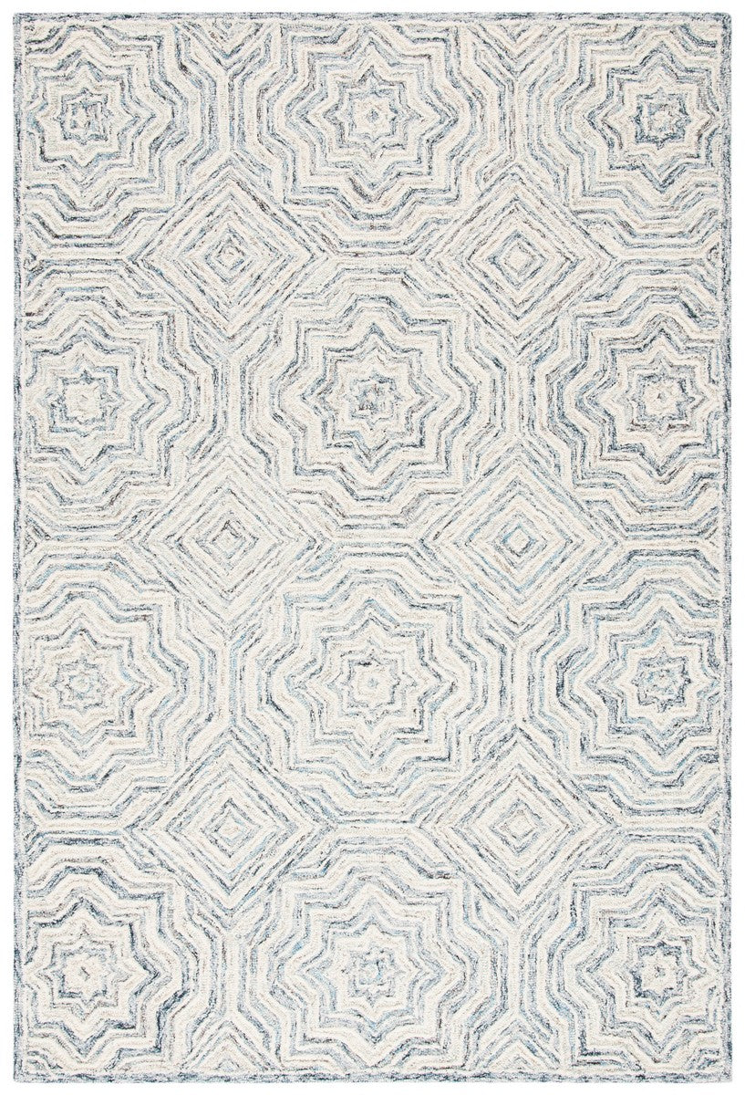 Capri 215  Hand Tufted 100% Wool Pile Rug Beige / Blue