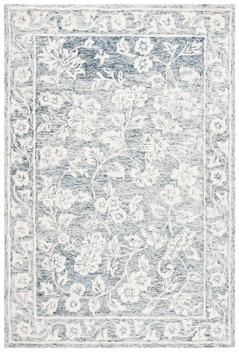 Capri 216  Hand Tufted 100% Wool Pile Rug Blue / Ivory