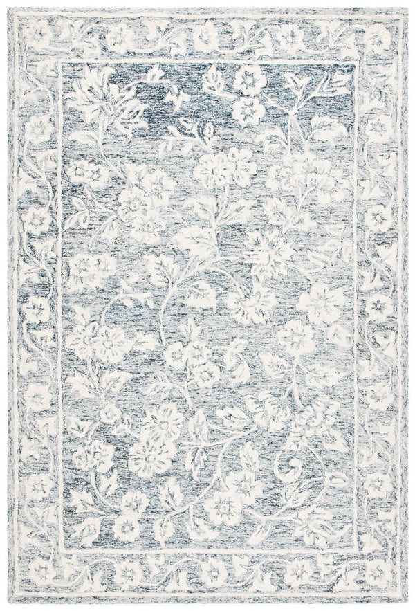 Capri 216  Hand Tufted 100% Wool Pile Rug Blue / Ivory