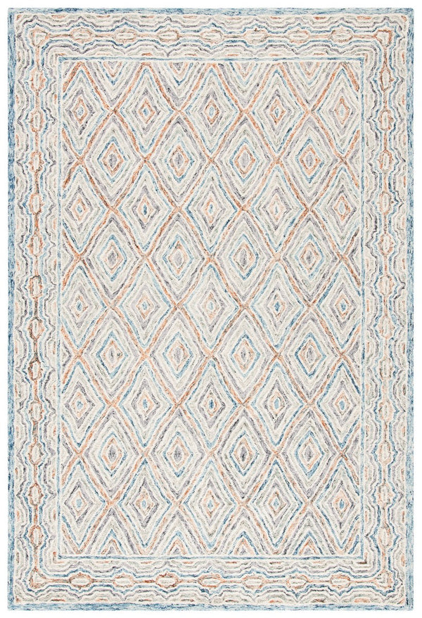 Capri 217 Hand Tufted 100% Wool Pile  Rug Blue / Rust 100% Wool Pile CPR217M-5