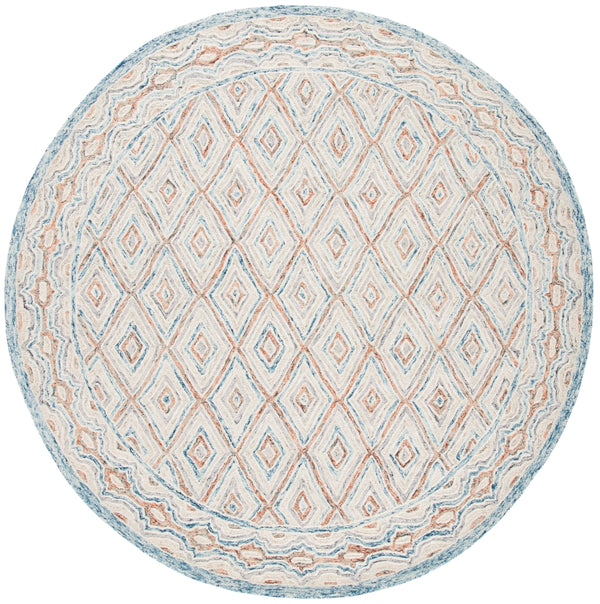 Capri 217 Hand Tufted 100% Wool Pile  Rug Blue / Rust 100% Wool Pile CPR217M-7R