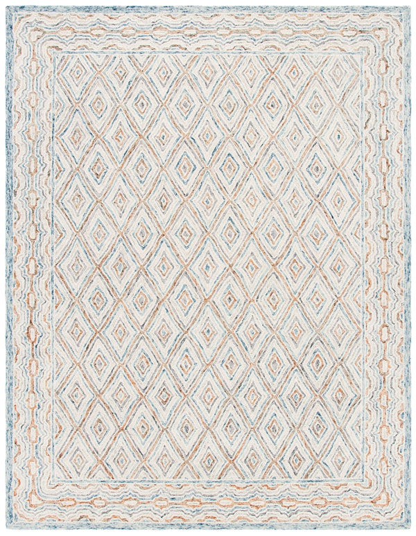 Capri 217 Hand Tufted 100% Wool Pile  Rug Blue / Rust 100% Wool Pile CPR217M-8