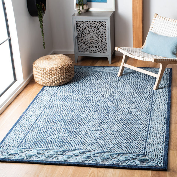 Capri 217 Hand Tufted 100% Wool Pile  Rug Navy 100% Wool Pile CPR217N-5