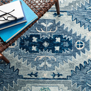 Capri 218 Hand Tufted 100% Wool Pile  Rug Blue / Grey 100% Wool Pile CPR218M-5