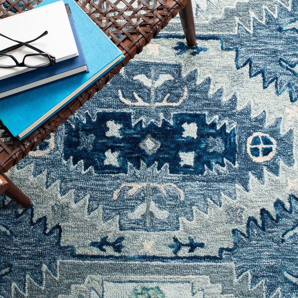 Capri 218 Hand Tufted 100% Wool Pile  Rug Blue / Grey 100% Wool Pile CPR218M-5