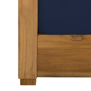 Safavieh Montford Teak 3-Seat Bench Casing Navy Linen Fabric CPT1004B-CASING