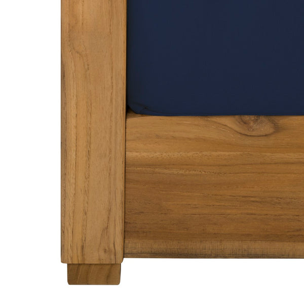 Safavieh Montford Teak 3-Seat Bench Casing Navy Linen Fabric CPT1004B-CASING