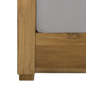 Safavieh Montford Teak 3-Seat Bench Casing Grey Linen Fabric CPT1004C-CASING