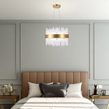 Bethel Matte Brass Chandelier in Metal & Glass