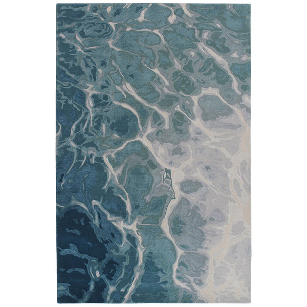 Trans-Ocean Liora Manne Corsica Water Contemporary Indoor Hand Tufted 100% Wool Rug Blue 8'3" x 11'6"
