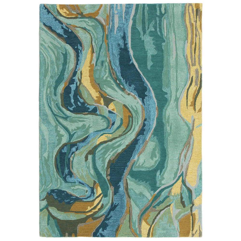 Trans-Ocean Liora Manne Corsica Panorama Contemporary Indoor Hand Tufted 100% Wool Rug Blue/Green 8'3" x 11'6"