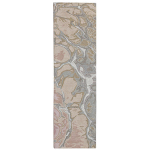 Trans-Ocean Liora Manne Corsica Water Contemporary Indoor Hand Tufted 100% Wool Rug Blush 2' x 7'6"