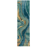 Trans-Ocean Liora Manne Corsica Panorama Contemporary Indoor Hand Tufted 100% Wool Rug Blue/Green 2' x 7'6"