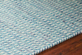 Chandra Rugs Crest 100% Wool Hand-Woven Flatweave Rug Blue/White 9' x 13'
